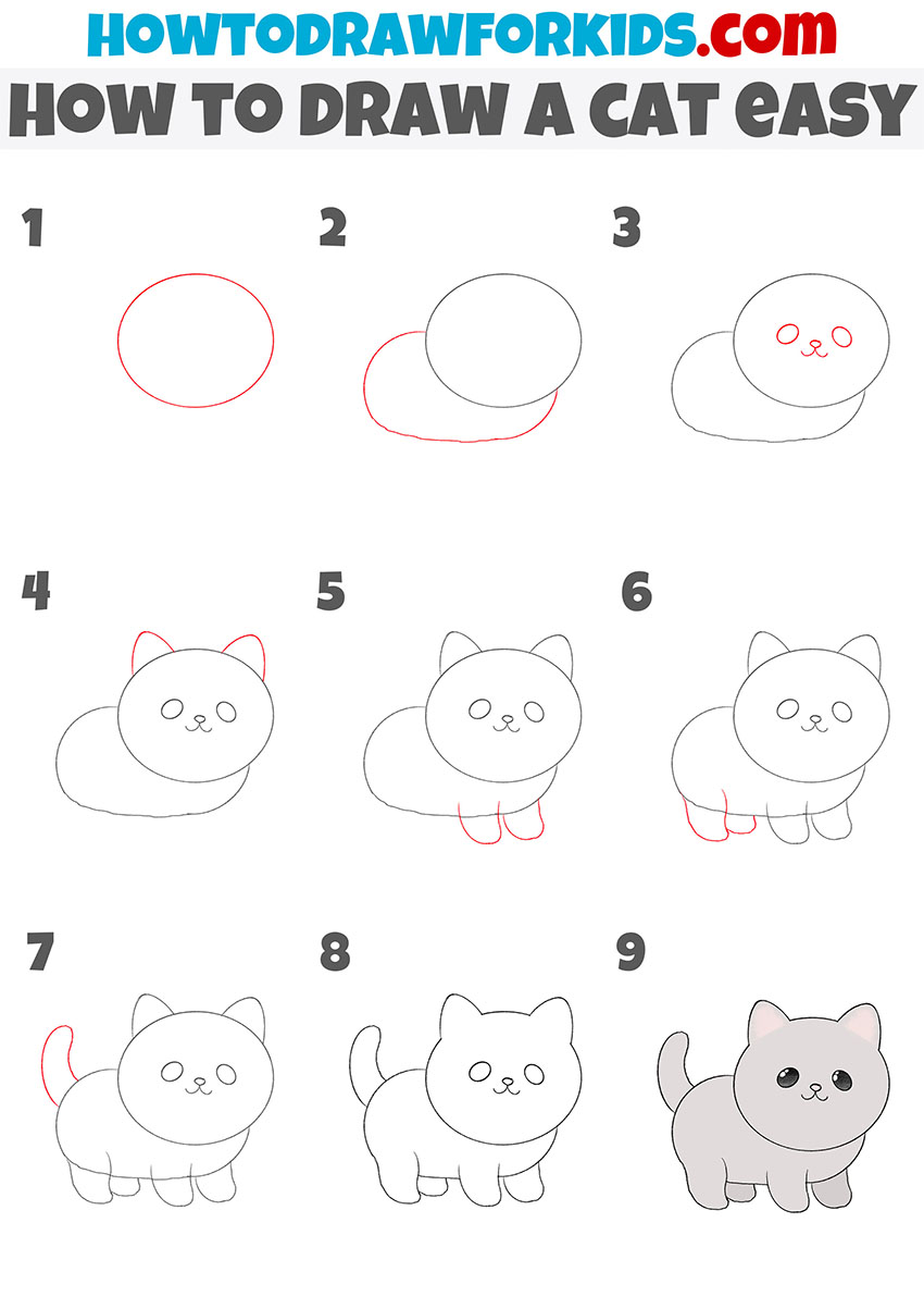 Easy cat drawing tutorial