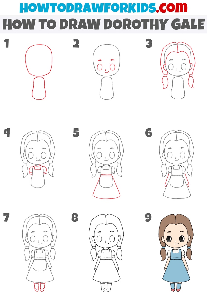 How to draw Dorothy Gale step by step