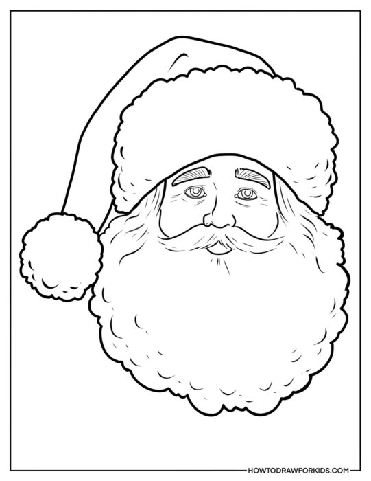 Realistic Santa Face Coloring Page