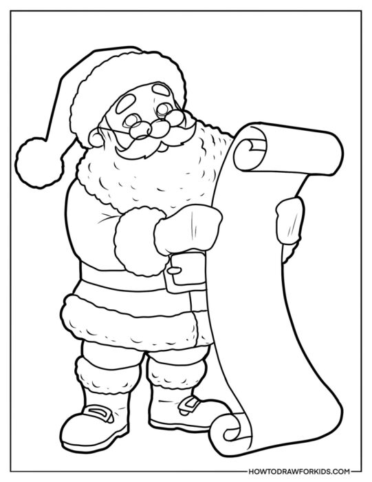 Santa Reading a List to Color