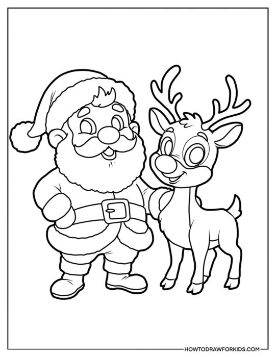 Santa and Rudolph for Coloring