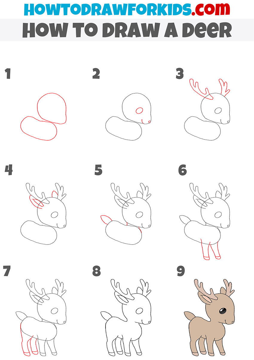 Deer with antlers drawing tutorial