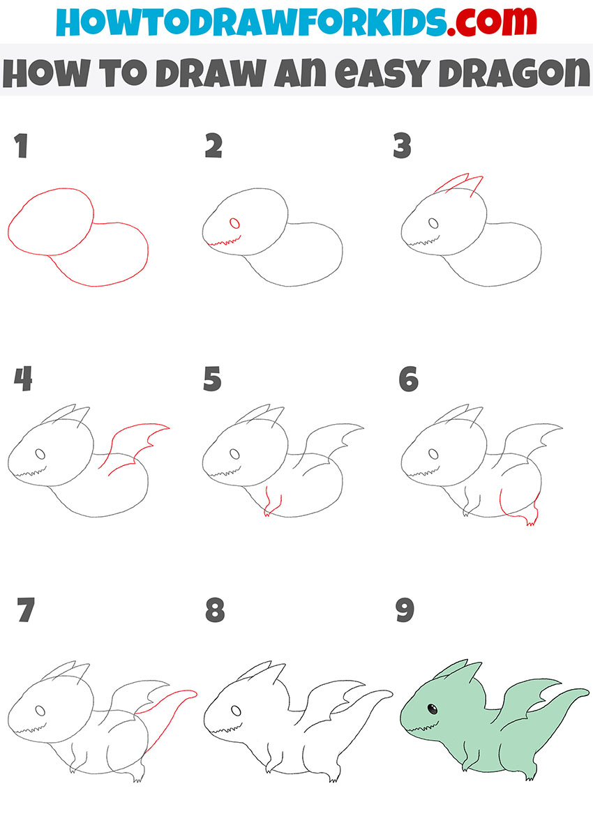 Easy dragon drawing tutorial