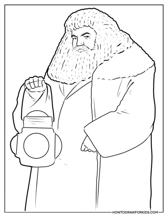 Hagrid With a Lamp Coloring Sheet