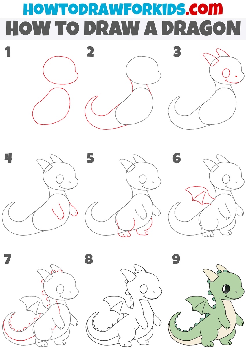 How to draw a dragon step by step