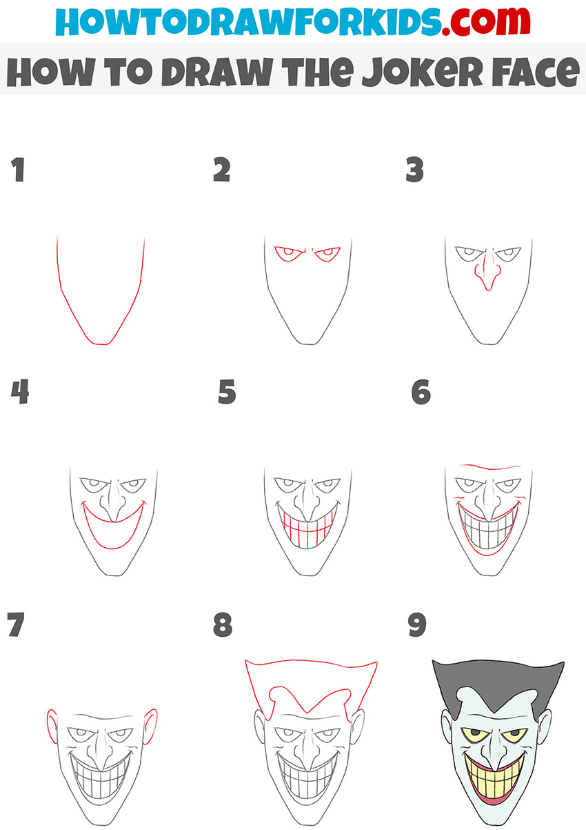 How to draw the Joker face step by step