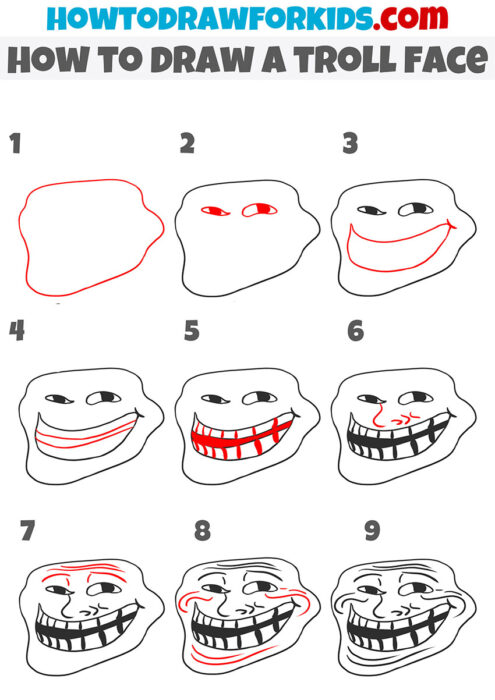 How to Draw Trollface Easy Drawing Tutorial For Kids