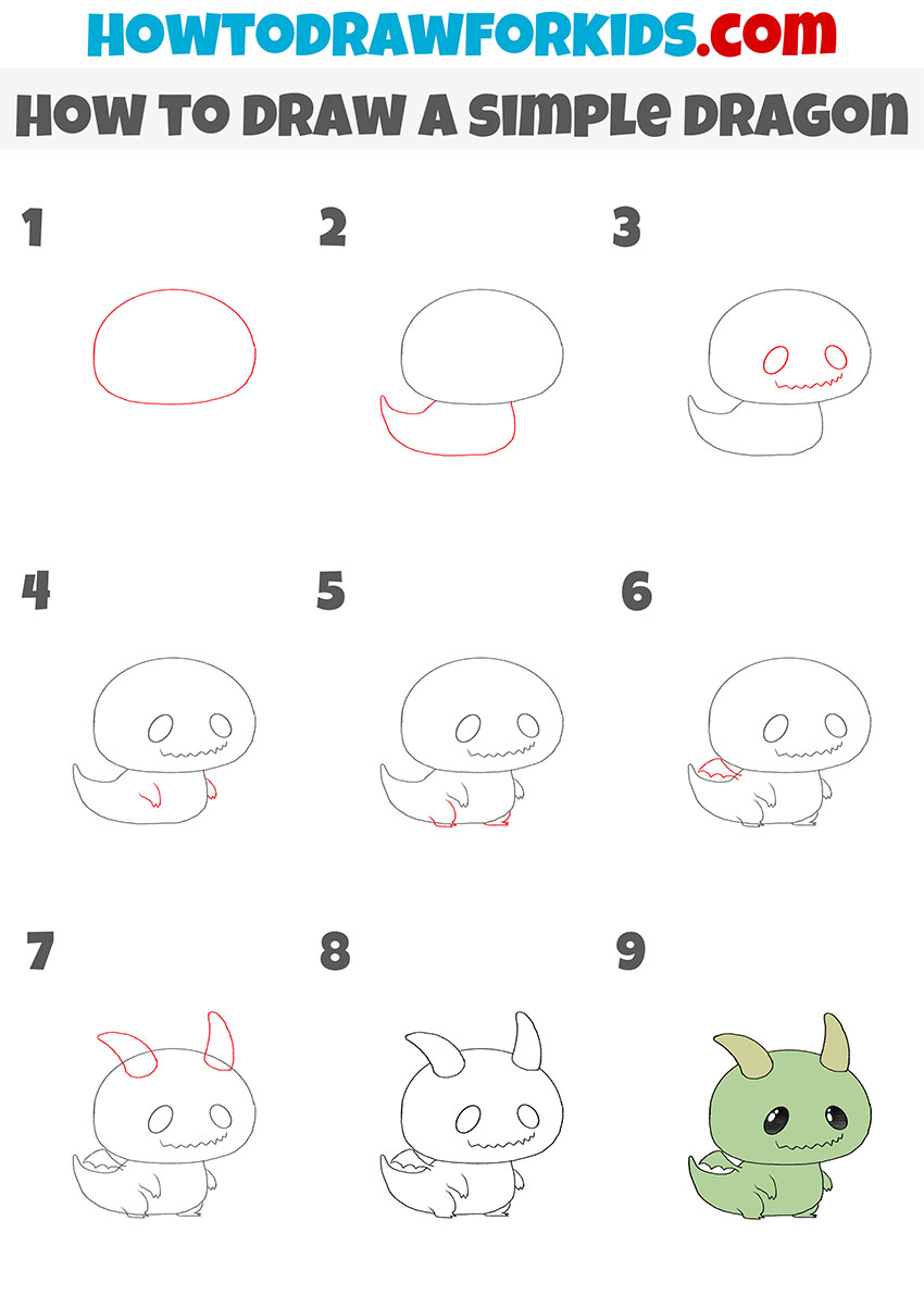 Simple dragon drawing tutorial