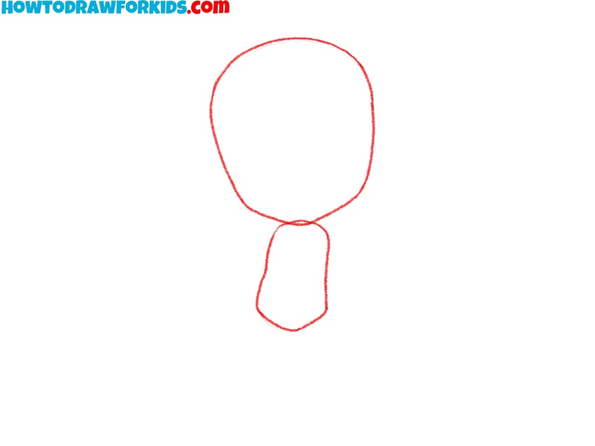 Draw the head and torso outline