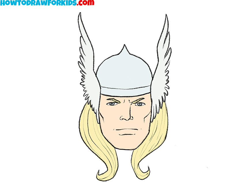 Color the drawing of Thor face