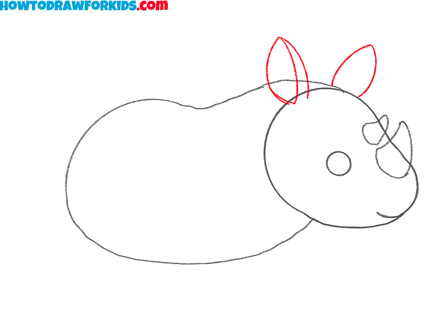 Draw the ears of the rhinoceros