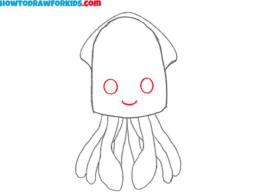 Draw the squid’s face