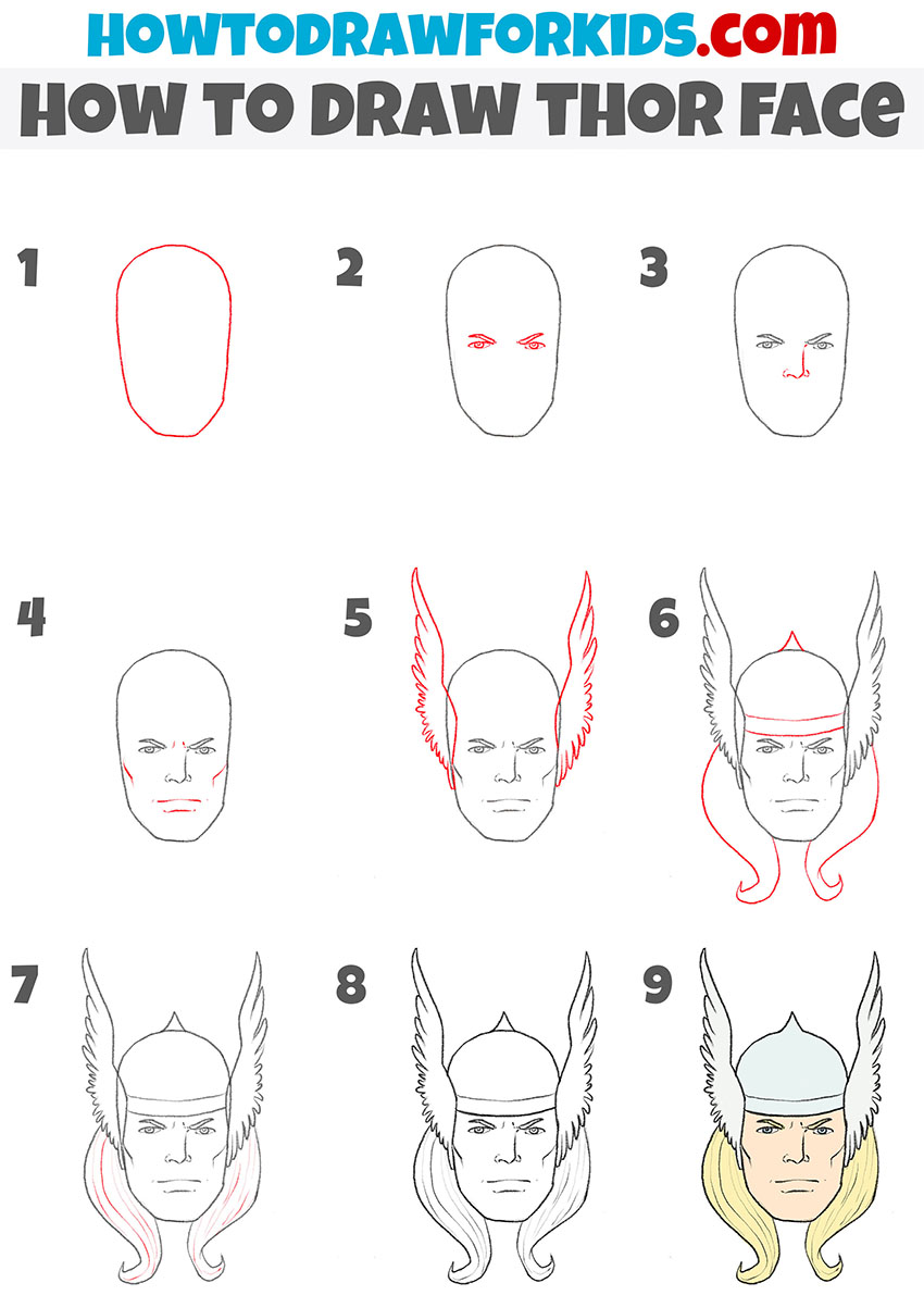 How to draw Thor face step by step