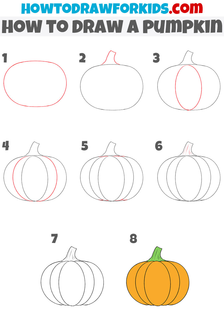 How to draw a pumpkin step by step