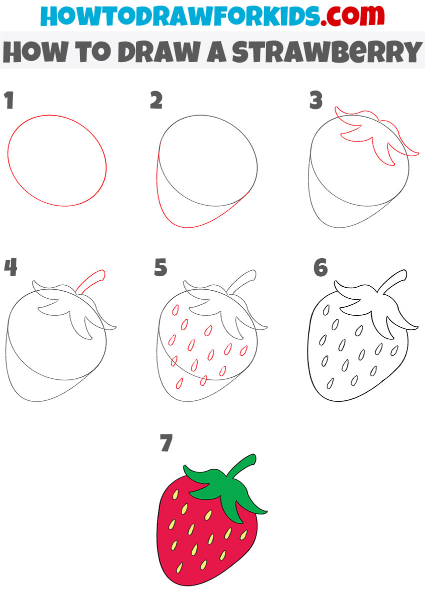 How to draw a strawberry step by step