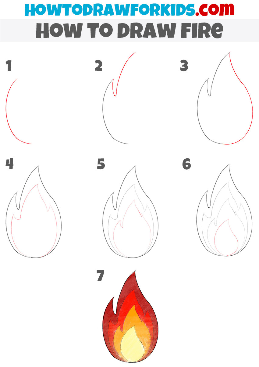 How to draw fire step by step