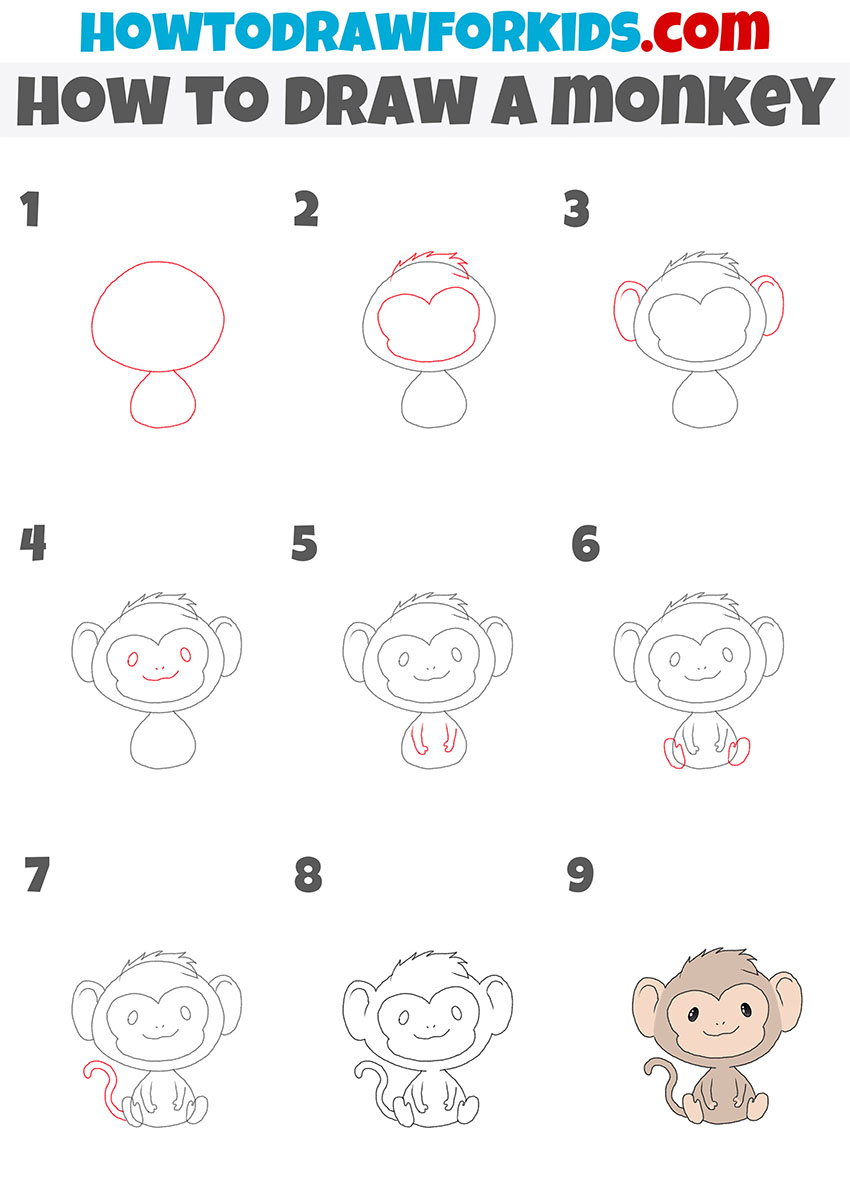 baby monkey drawing tutorial