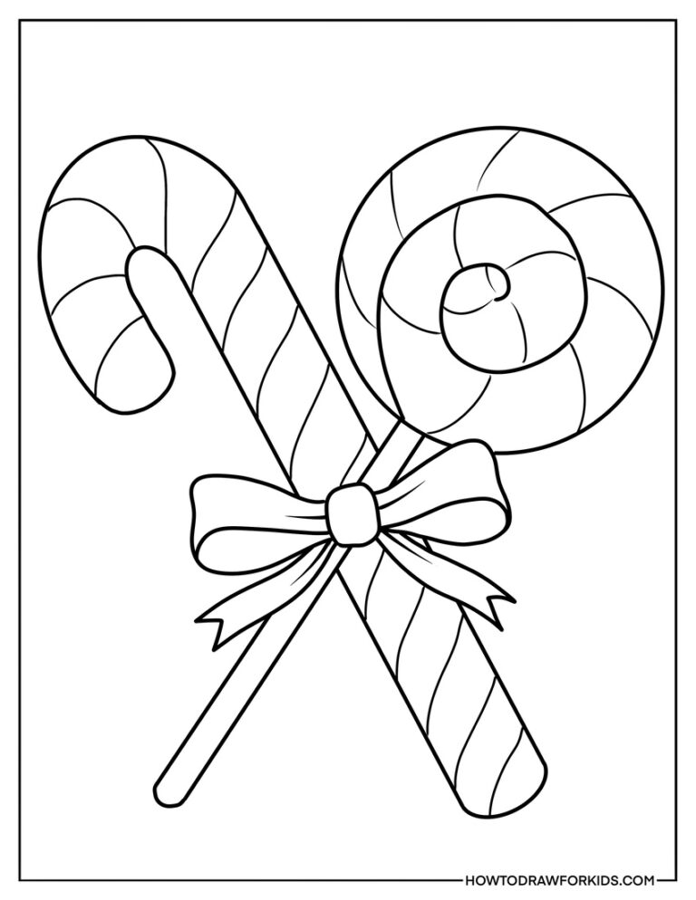 Candy Cane Coloring Pages - Free Printables