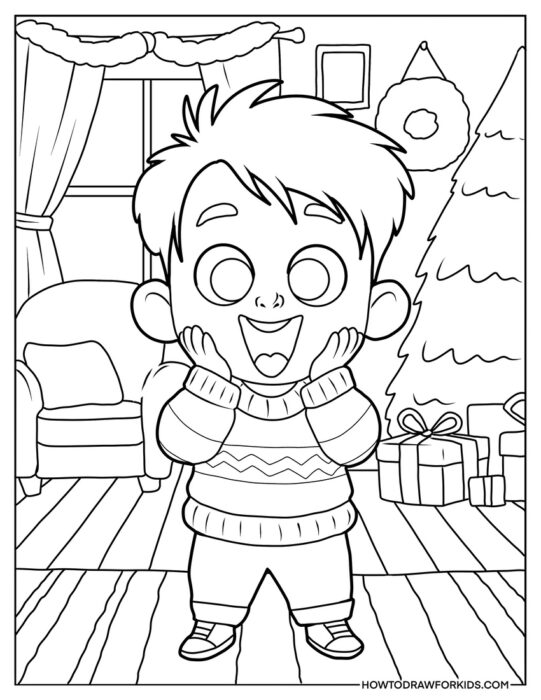 Cartoon Kevin from Home Alone Coloring Sheet