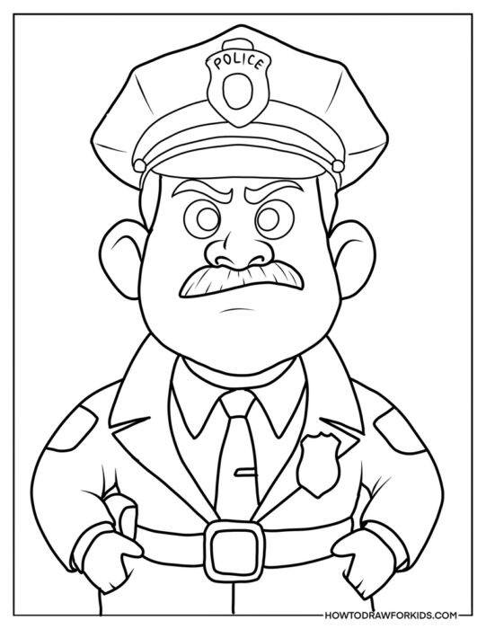 Cartoon Police Officer Coloring Sheet