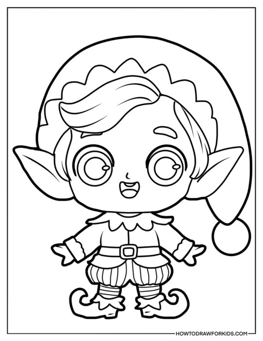 Chibi Elf Coloring Page