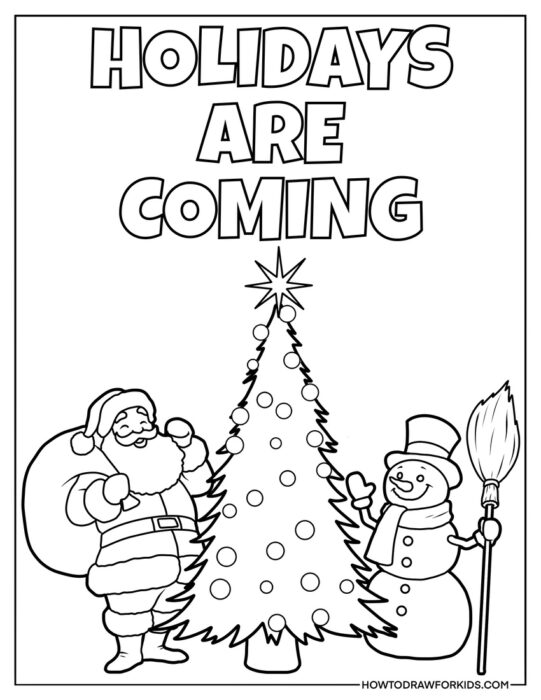 Christmas Tree and Text Coloring Sheet