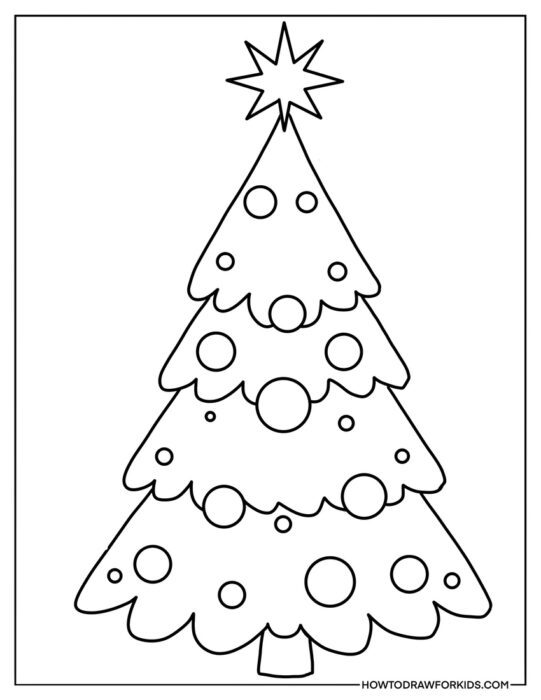 Christmas Tree with Star Coloring Page