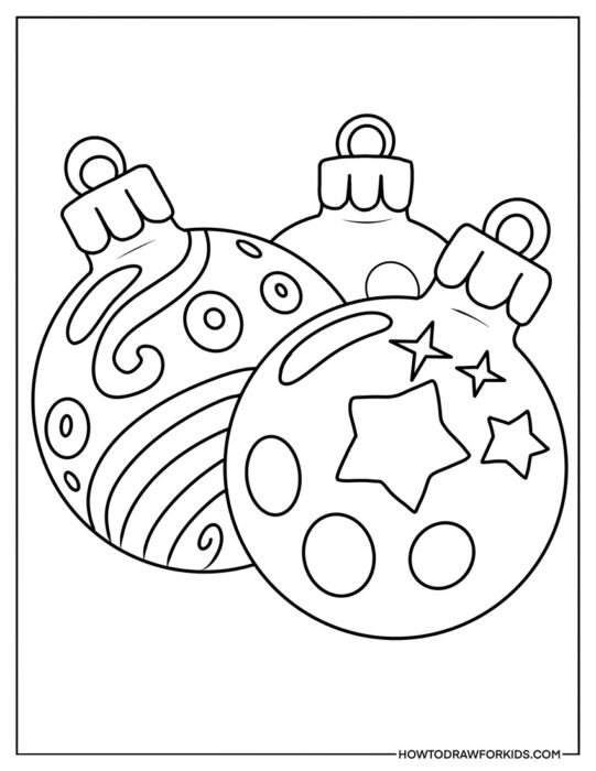 Detailed Christmas Baubles Coloring Page