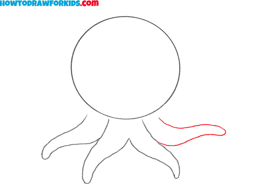 Draw the fourth octopus tentacle