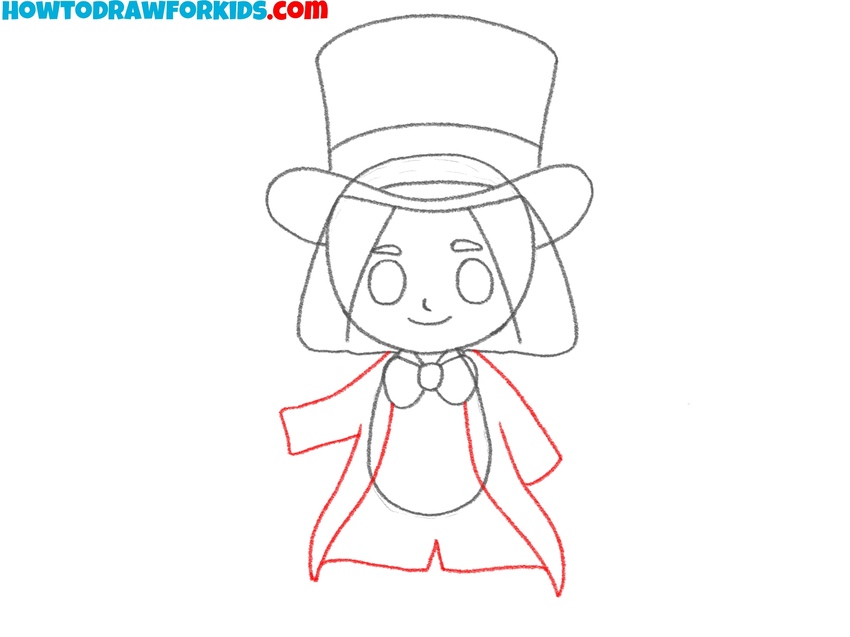 Draw Willy Wonka’s coat