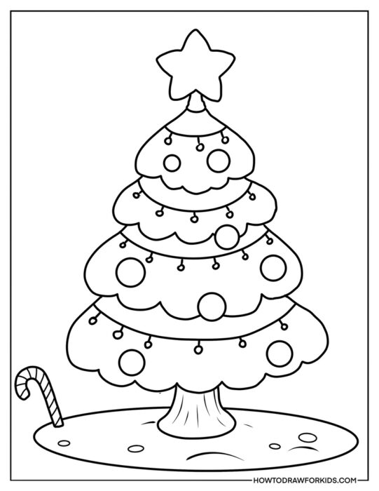 Easy Christmas Tree Coloring Page