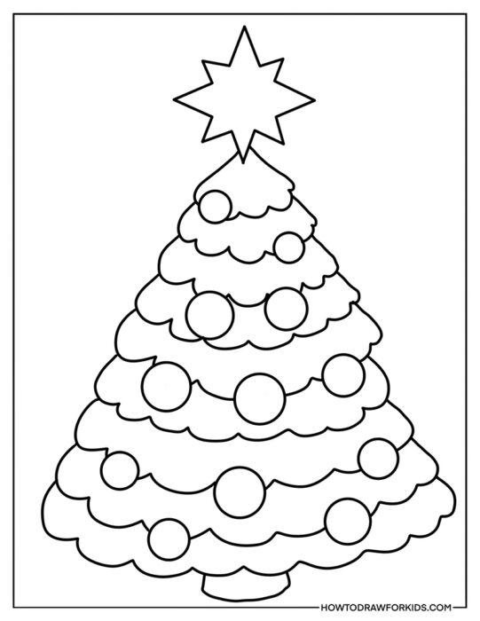 Easy Christmas Tree Coloring Sheet for Kids