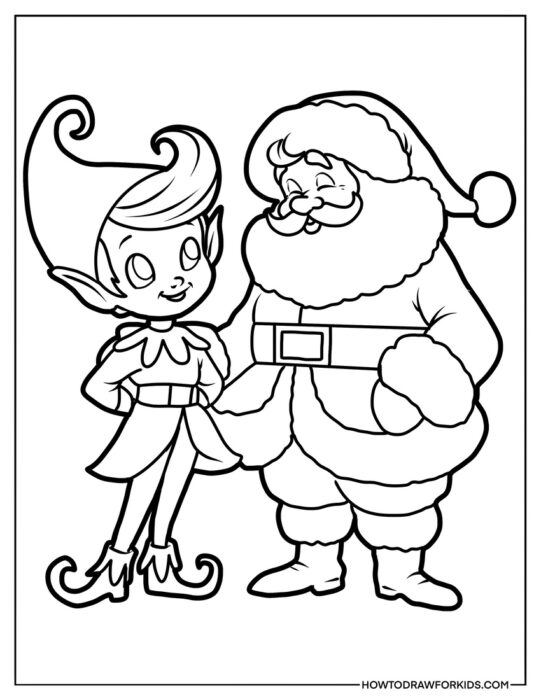 Elf and Santa Coloring Sheet