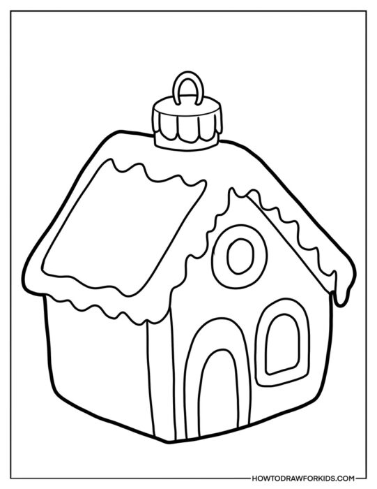 Gingerbread House Holiday Ornament Coloring Sheet