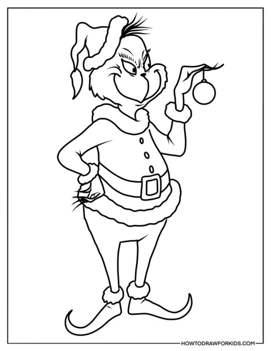 Grinch and a Christmas Ornament to Color