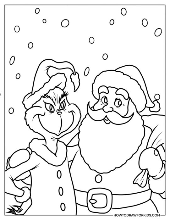 Grinch and Santa to Color