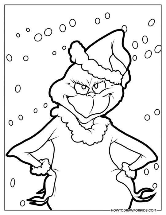 Grinch in Santa Costume to Color