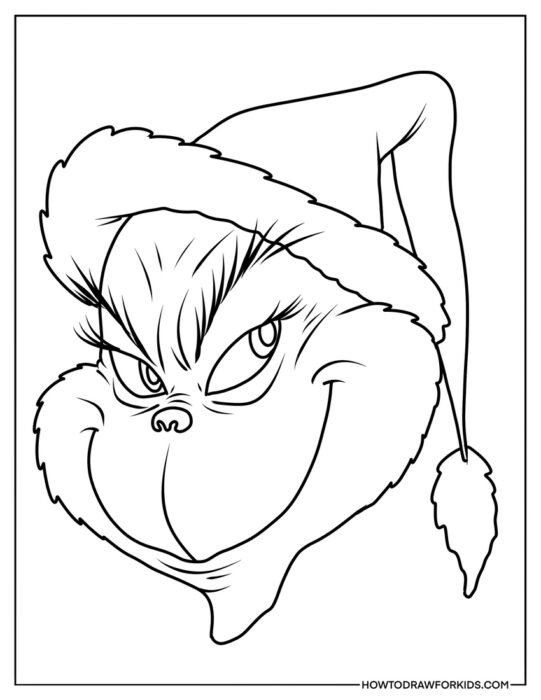 Grinch in Santa Hat Coloring Sheet