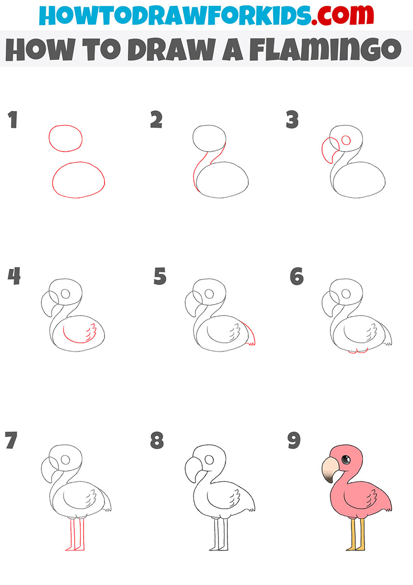 how to draw a flamingo step by step