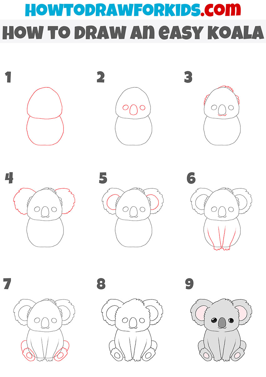 how to draw a koala step by step