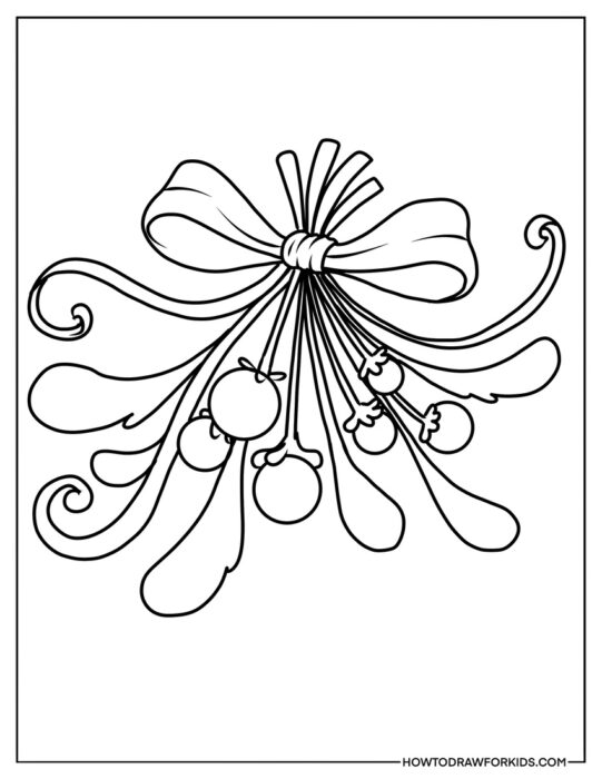 Mistletoe with a Bow Coloring Page