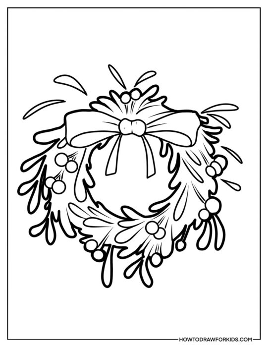 Mistletoe Wreath Coloring Sheet