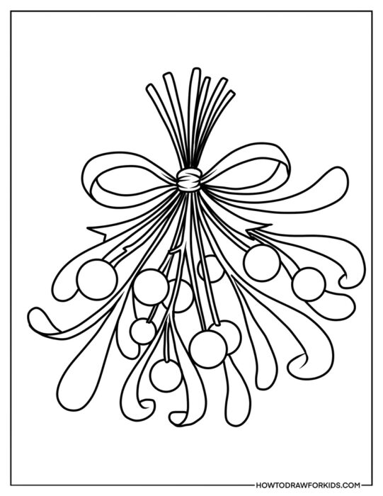 Simple Mistletoe Coloring Page