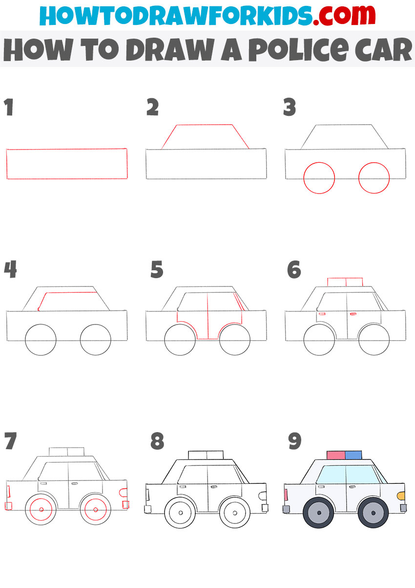 simple police car drawing tutorial