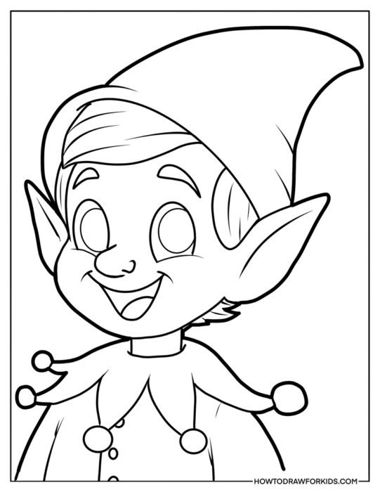 Smiling Elf for Coloring