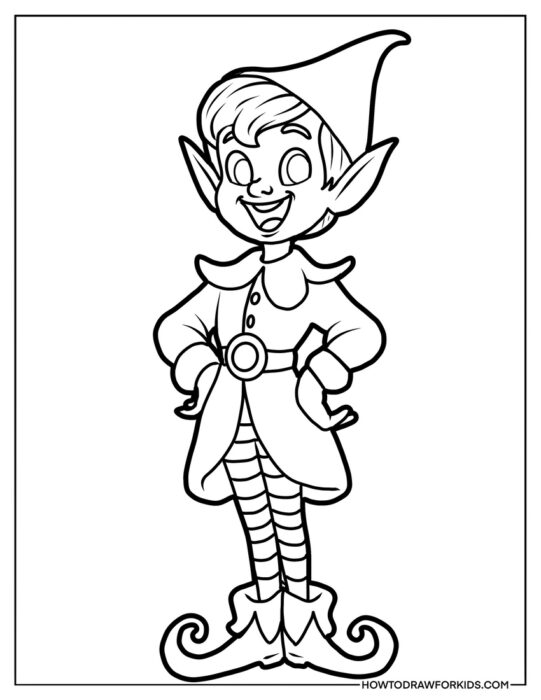 Standing Elf Coloring Page for Kids