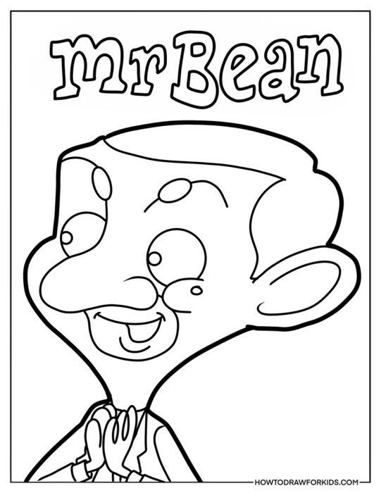 Cartoon Mr. Bean Face Coloring Page