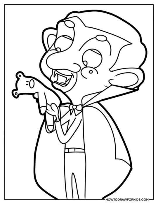 Coloring Sheet of Dracula Mr. Bean