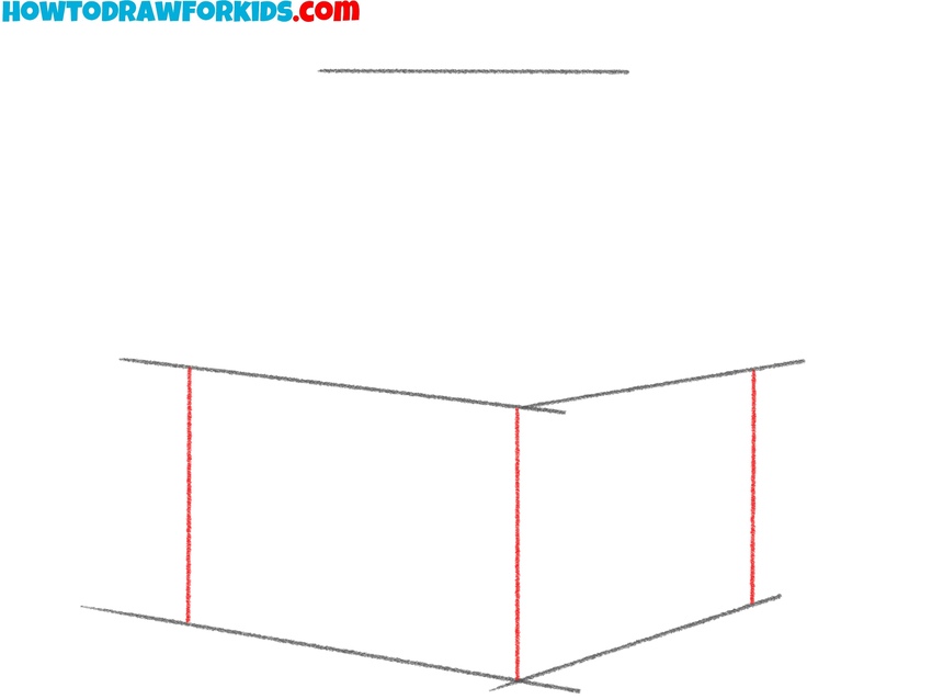 Draw the corners of the 3d house