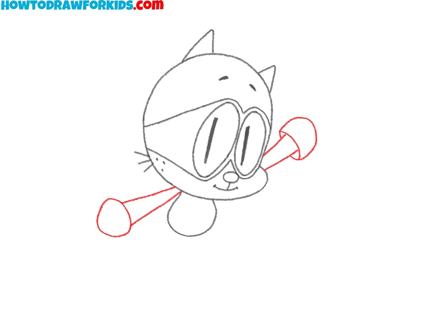 Draw the arms of Cat Kid